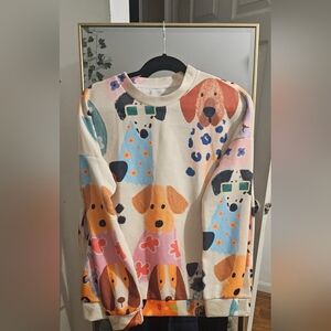 Colorful Dog Print Sweater